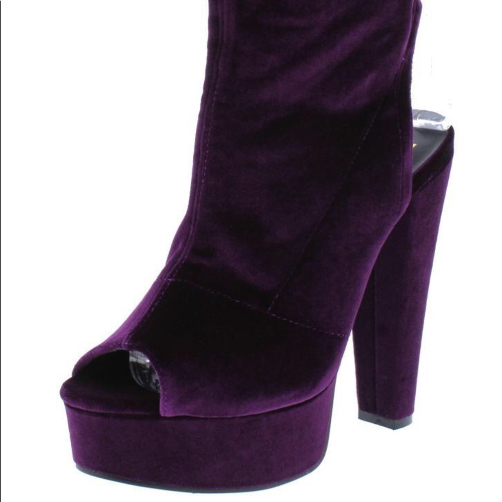 Mona Mauve Velvet Cut Out Peep Toe Platform Boot